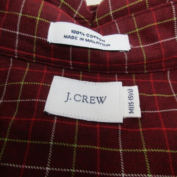 J.CREW Dress Shirt Mens Medium Burgundy Plaid Long Sleeve Collared Button Down - Picture 6 of 10